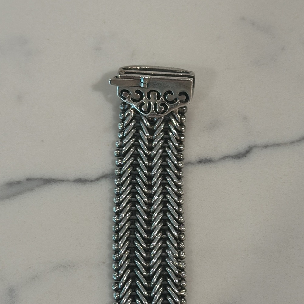 Sterling Silver 14k Gold Natural Diamond Woven Chain Bracelet 925 - Picture 2 of 6
